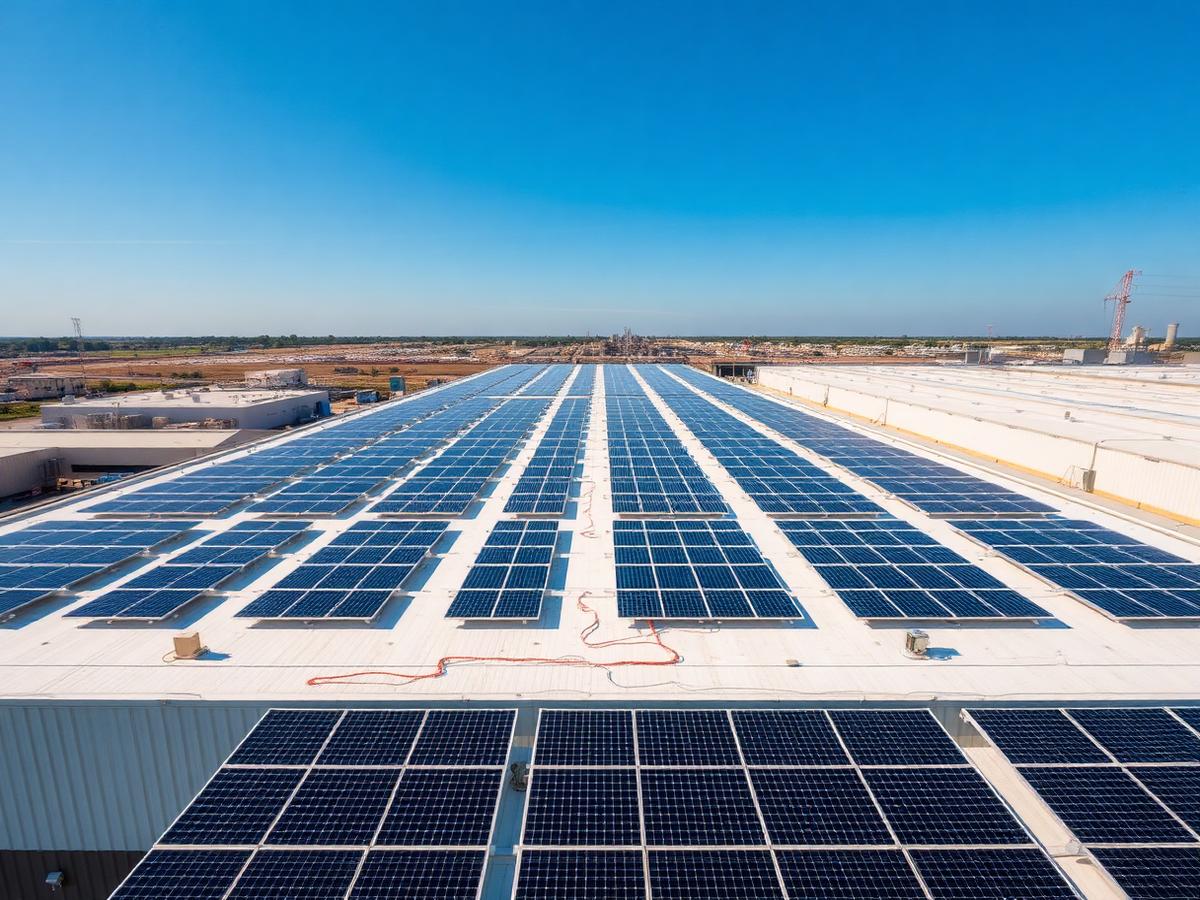 Grosse Photovoltaikanlage auf einem Gewerbedach